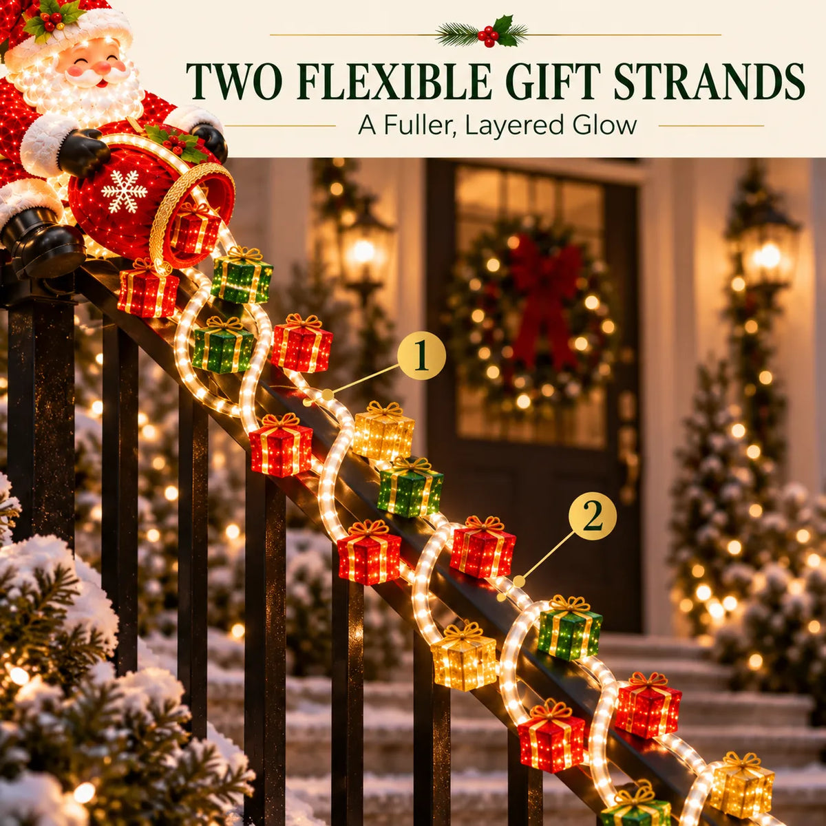 🎅 Santa Magic Gift Cascade Railing Light🎄