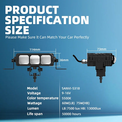 75W LED Driving Light – Super Bright 5500K Waterproof Car Spotlight