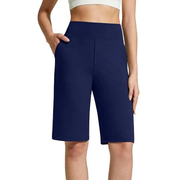🩳 ✨ Women's Stretch Walking Shorts – 4-Way Stretch, High-Rise, Knee-Length 🚶‍♀️
