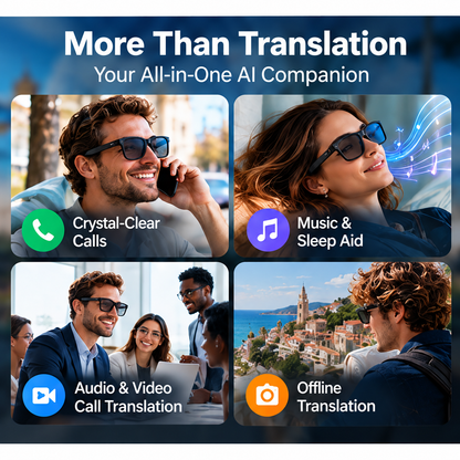 🌍👓 AI Smart Translation Glasses – 164+ Languages, Music, Calls & Everyday Wear