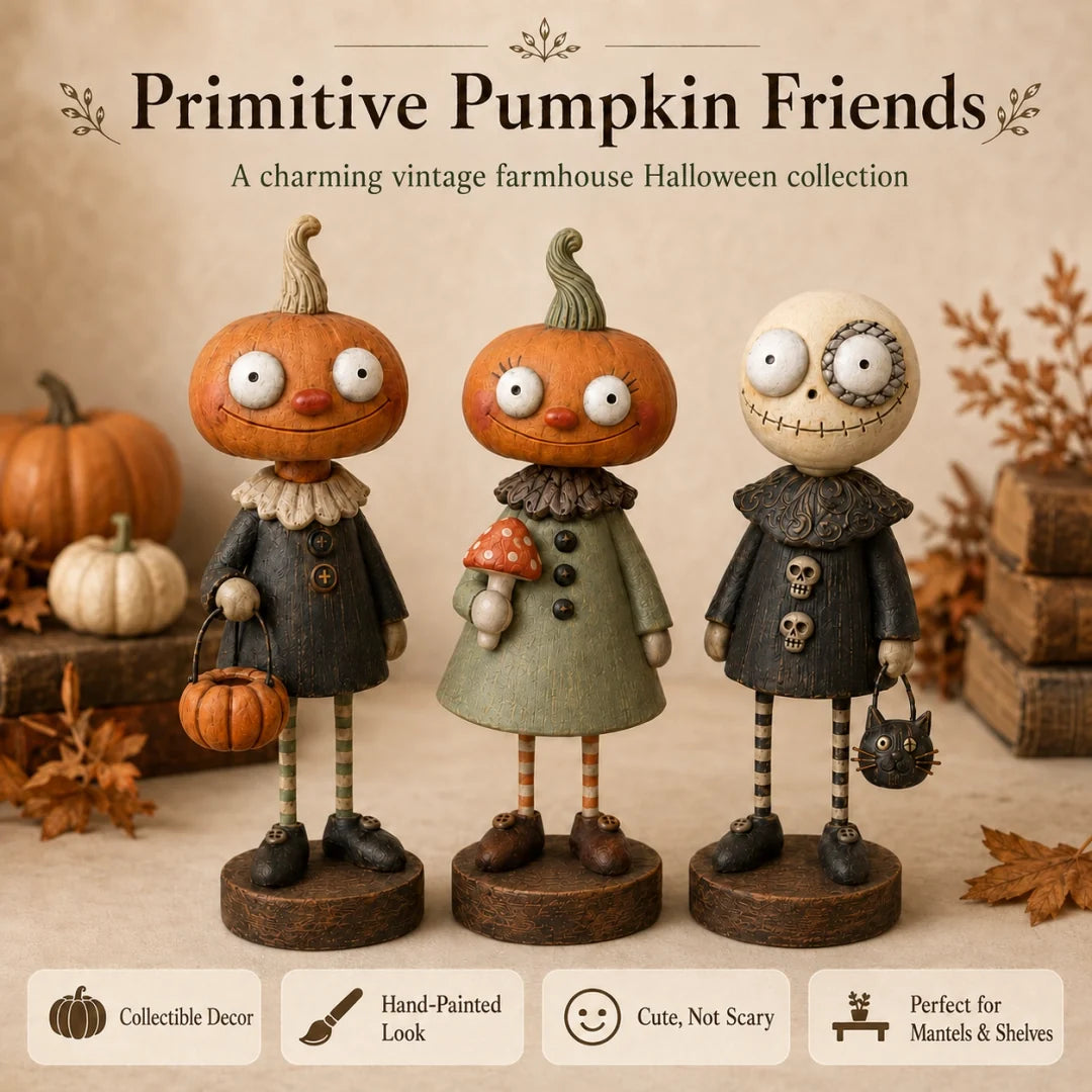 🎃Primitive Pumpkin Friends –  🧡Vintage Halloween Collectible Figurines