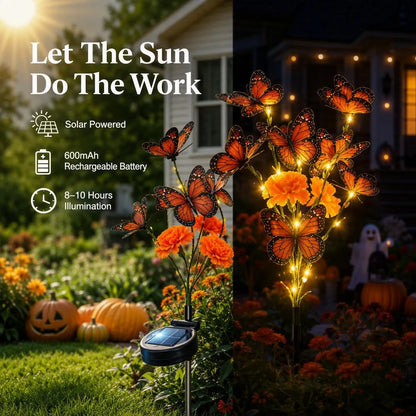 💀🕯️ Solar Marigold Butterfly Memorial Garden Lights – Heartfelt Outdoor Tribute Decor