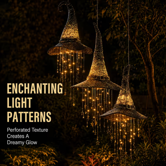 🧙‍♀️ Lighted Witch Hat Hanging Chime ✨ Battery-Powered Halloween Décor