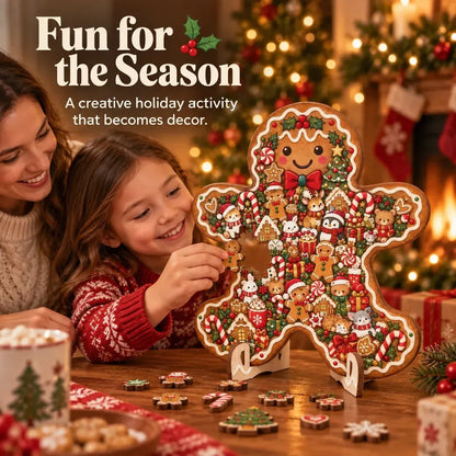 🎄🧩 Wooden Christmas Puzzle Set with Stand – 9 Festive Designs to Build & Display