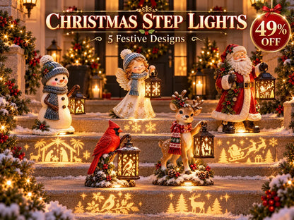 ⛄ Last Day 49% Snowman Nativity Glow™✨ – Solar Christmas Step Light with Holy Family Projection🎄