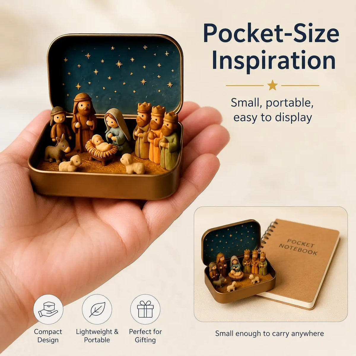 ✝️ Mini Nativity Scene Keepsake Tin — Pocket-Sized Christmas Holy Family Set