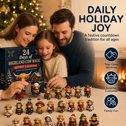 🐮 24-Day Highland Cow Christmas Advent Calendar – Festive Collectibles & Holiday Surprises