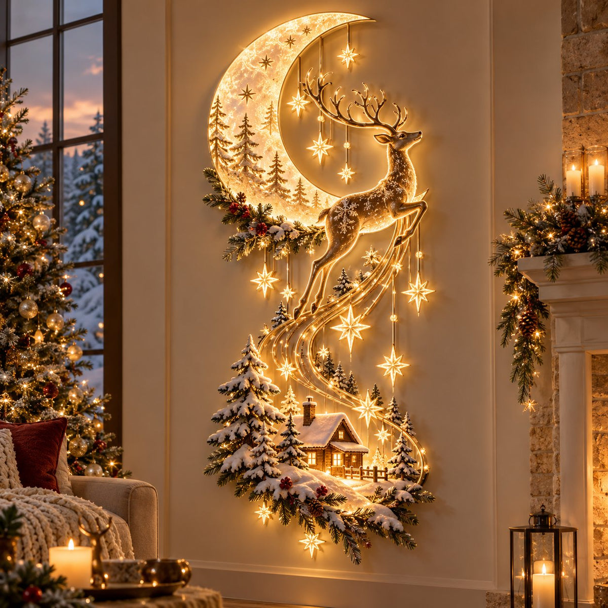 ✨Reindeer Under the Starry Sky™ – Cozy Christmas Cabin