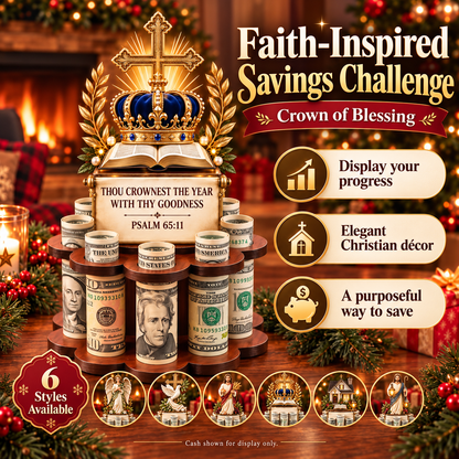 🙏 Bible Verse Savings Challenge Stand – Christian Cash Organizer & Faith-Inspired Gift