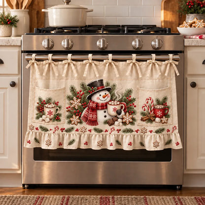 🎄 Christmas Kitchen Tie-On Skirt | Festive Holiday Designs with Pockets & Ruffled Trim ✨
