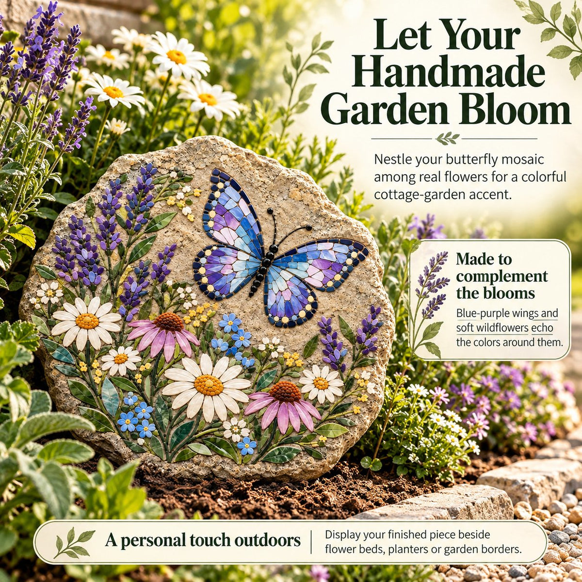 ⏳ Last Day 49% OFF – 🦋 Beginner-Friendly Butterfly Wildflower Mosaic DIY Kit | Complete Kit with Pre-Cut Tiles, Adhesive, Grout, Tools & Guide 🌼