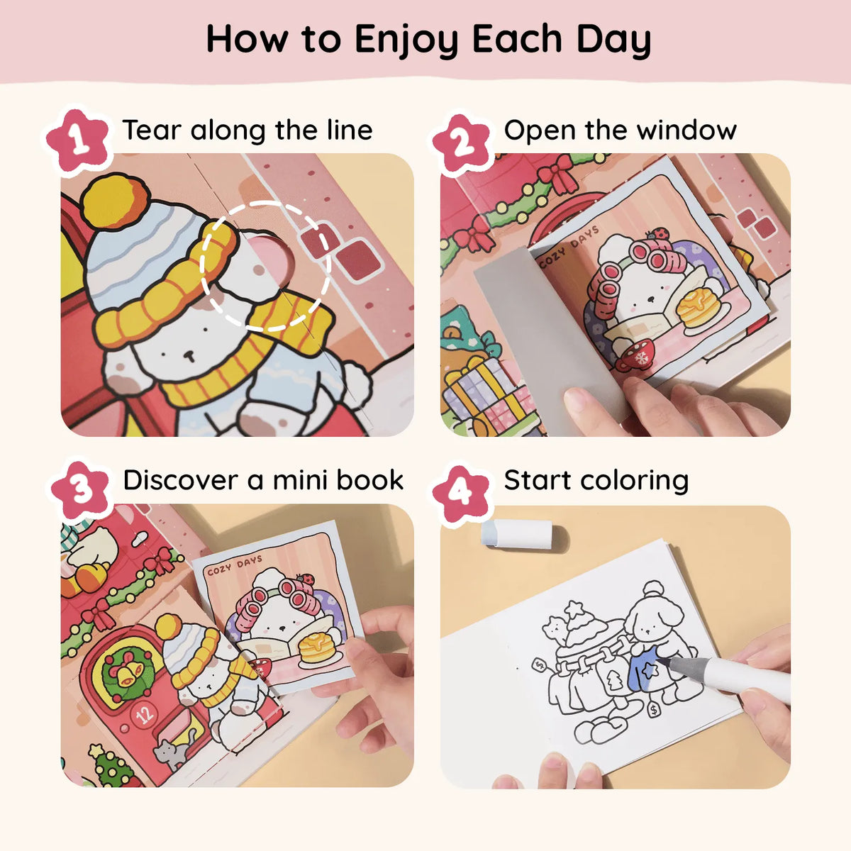 🎄LAST DAY 50% OFF - 🎁🎨 24-Day Christmas Countdown Mystery Box mini Coloring Book Set