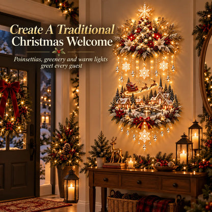 🎄 Illuminated Christmas Tree & Village Wall Hanging