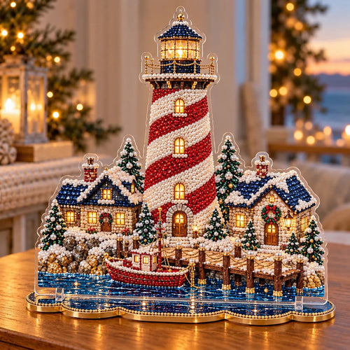 🎄 LAST DAY 49% OFF – Premium 2D Pearl Christmas Lighthouse Diamond Painting Art Kit | Luxury Flocked Canvas with Scratch-Resistant Non-Fading Pearl Beads DIY Holiday Decor 🎅⛄️❄️