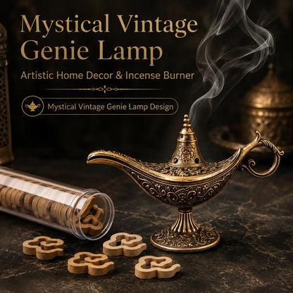 🔥Vintage Aladdin Genie Lamp Incense Holder🎁42 Sandalwood Chips Free