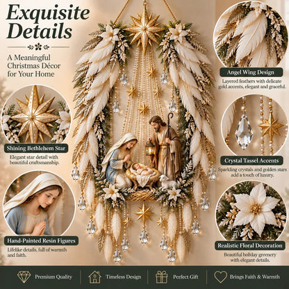✨Last Day 49% OFF✨✝️ Angel Wings Faith Nativity – Lighted Holy Birth Wall Decor