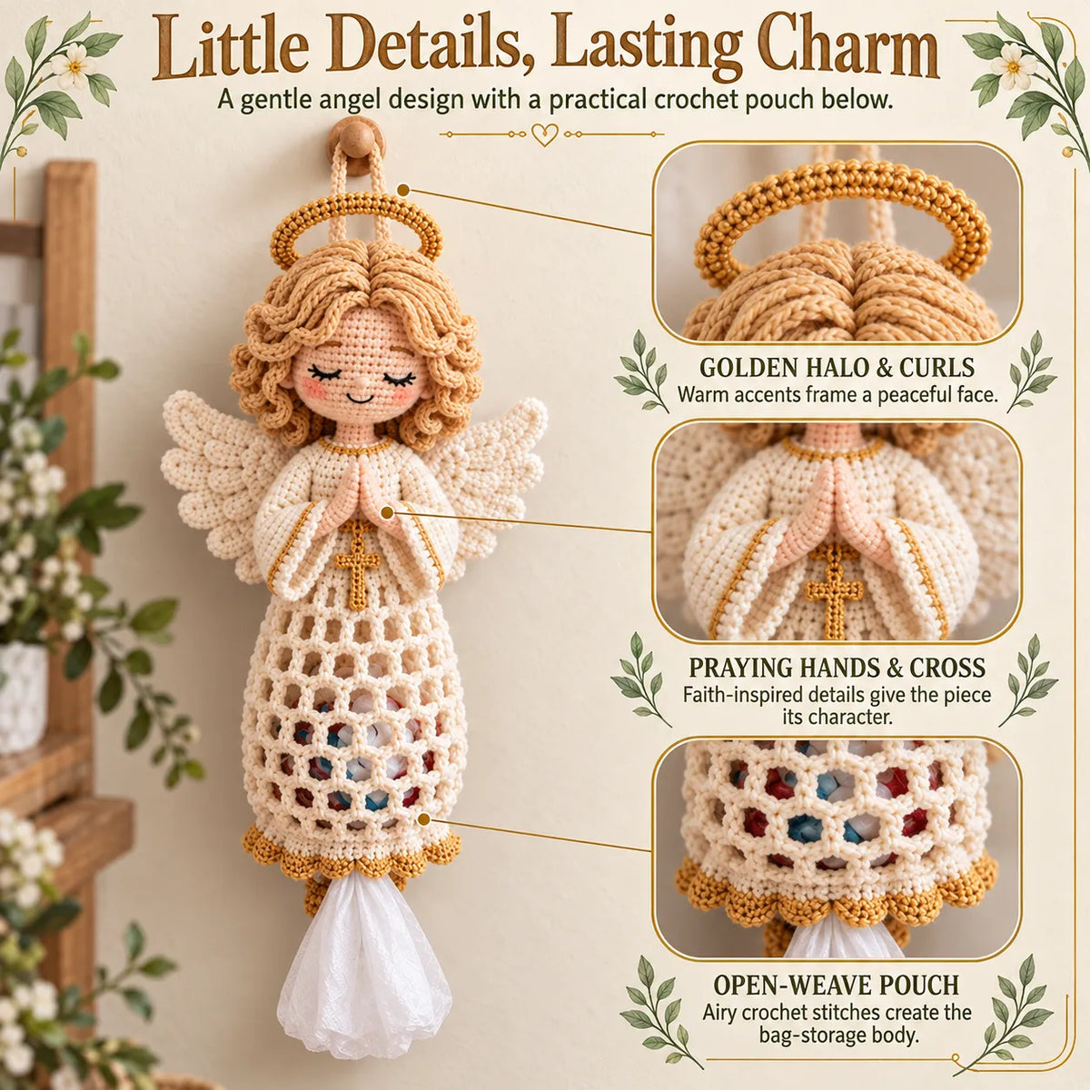 🧶 Beginner-Friendly Blessed Home Crochet Bag Holder DIY Kit | 4 Faith-Inspired Designs with Yarn, Tools & Guide Included ✝️