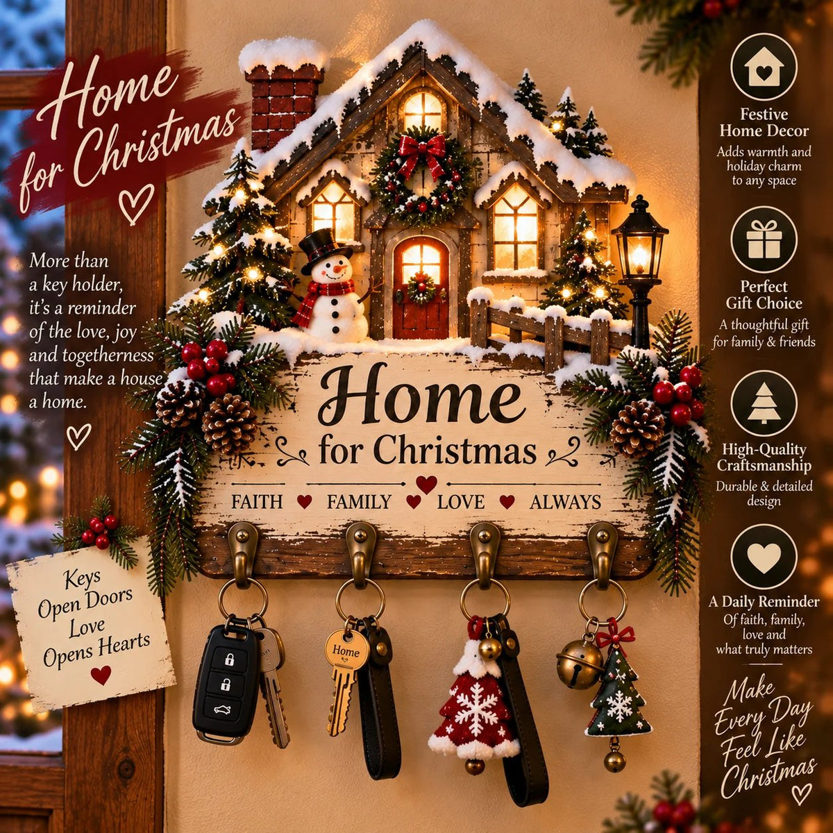 ✨Welcome Key Holder™– Lighted Christmas Entryway Wall Decor