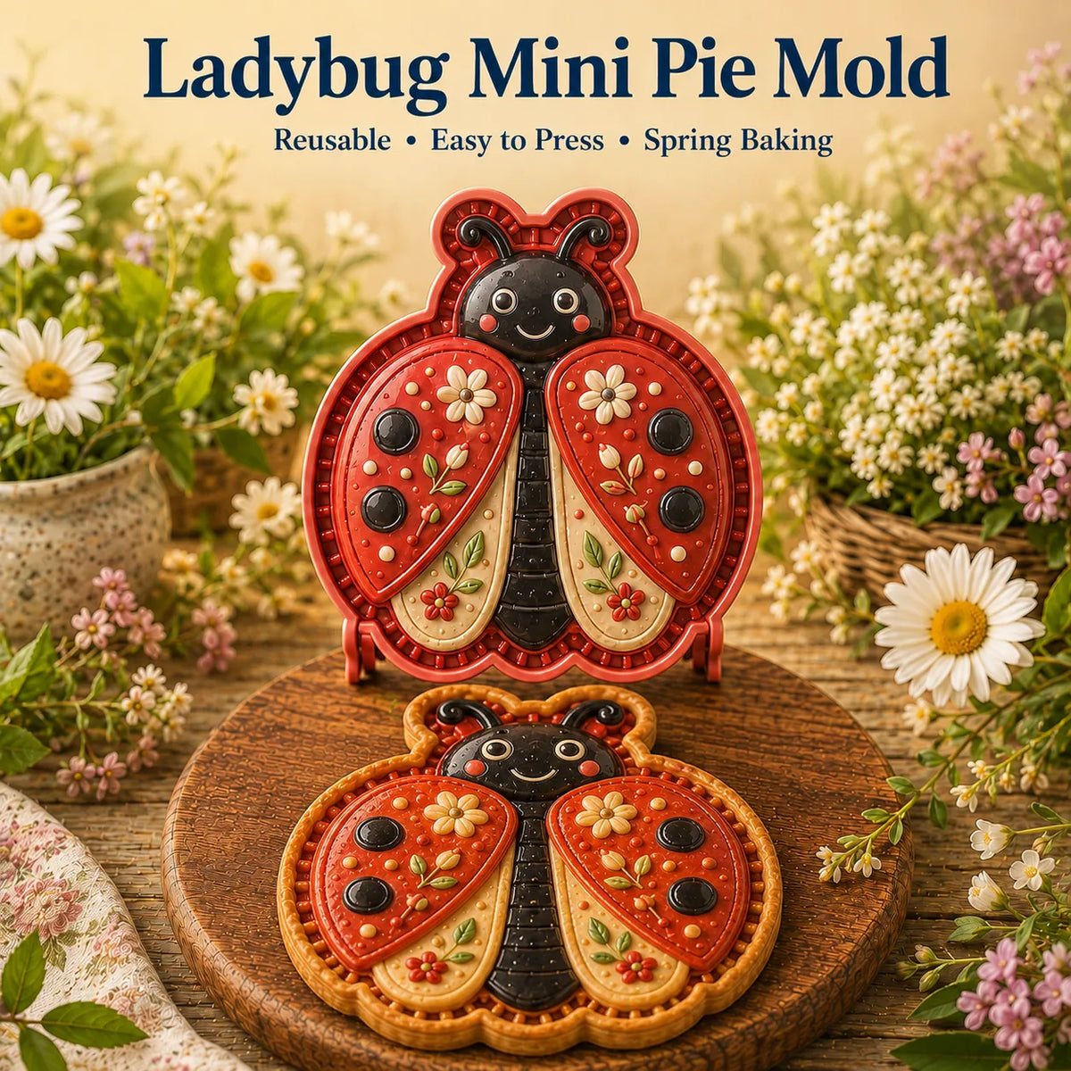 ⏳ Last Day 49% OFF – 🌸 8-Design Spring Garden Mini Pie Mold Collection | Reusable Embossed Molds for Shaping Detailed Bee, Butterfly, Ladybug, Sunflower, Cottage & More 🥧✨