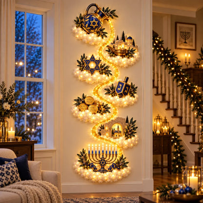 🔥🏘🕎 Hanukkah Festival of Lights Wall Decor Collection – 4 Glowing Designs Celebrating Eight Nights of Light ✨