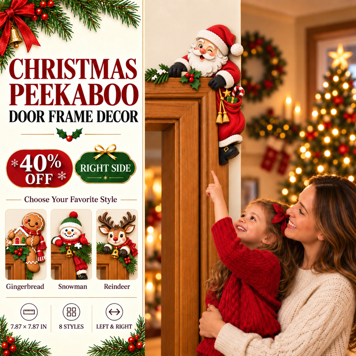 🎅 2026 Christmas Gift 50% Off--Christmas Peekaboo Door Frame Corner Decor