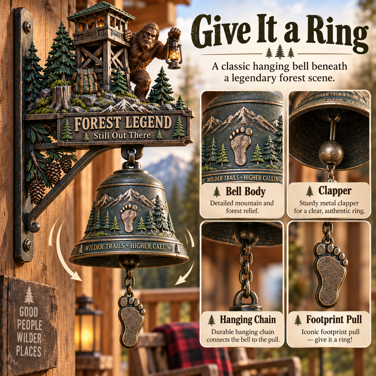 ⏰Limited Stock 50% OFF - 🌲🔔 Bigfoot Forest Ranger Doorbell