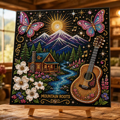 💥 LAST DAY 49% OFF – 🎶 Country Music 3D Pearl Art Kit 💎 – DIY Flocked Canvas Tribute Craft with Resin Pearls