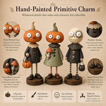 🎃Primitive Pumpkin Friends –  🧡Vintage Halloween Collectible Figurines