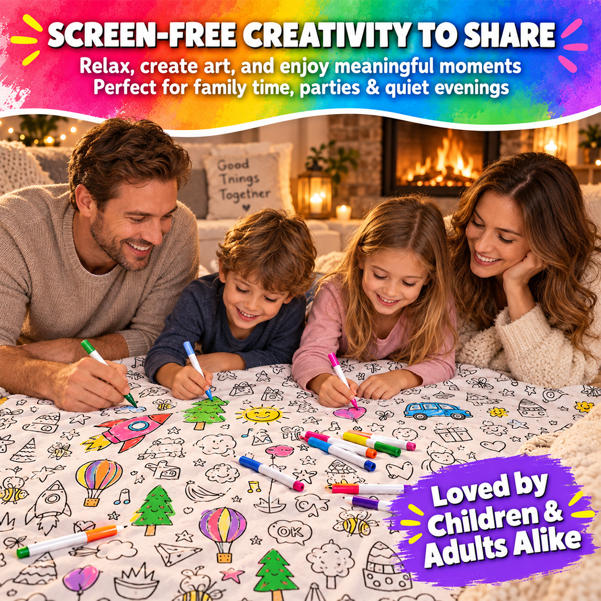 🎨DIY Coloring Blanket with 12 Markers🖍️