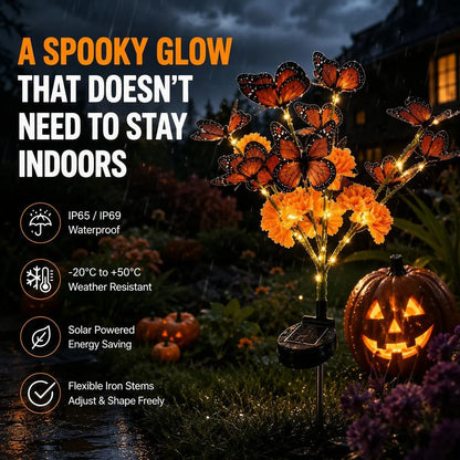 💀🕯️ Solar Marigold Butterfly Memorial Garden Lights – Heartfelt Outdoor Tribute Decor
