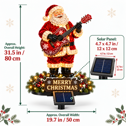 🔥Solar-Powered Light-Up Guitar Santa Christmas Yard Decoration