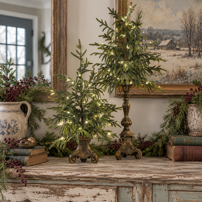 🎄Vintage Lighted Norfolk Pine Trees