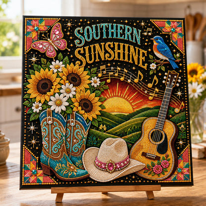 💥 LAST DAY 49% OFF – 🎶 Country Music 3D Pearl Art Kit 💎 – DIY Flocked Canvas Tribute Craft with Resin Pearls
