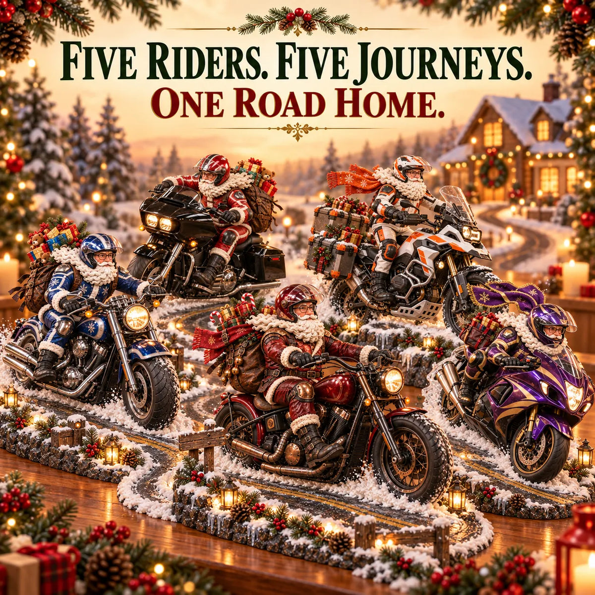 🏍️🎅 Santa’s Ride Home™ | Motorcycle Santa Christmas Figurine