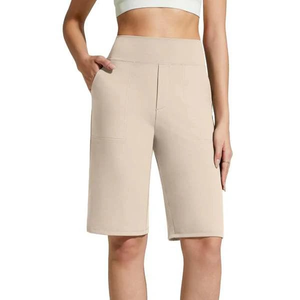 🩳 ✨ Women's Stretch Walking Shorts – 4-Way Stretch, High-Rise, Knee-Length 🚶‍♀️