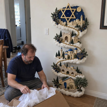 🔥🏘🕎 Hanukkah Festival of Lights Wall Decor Collection – 4 Glowing Designs Celebrating Eight Nights of Light ✨