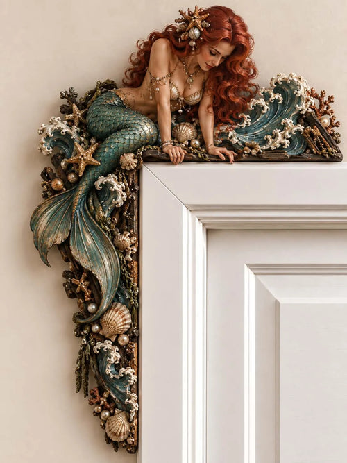 🧜‍♀️ 🐚🧜‍♀️ 🐚 Beautiful Mermaid Door Corner 🌊 Waves & Seashells Fantasy Wall Decor