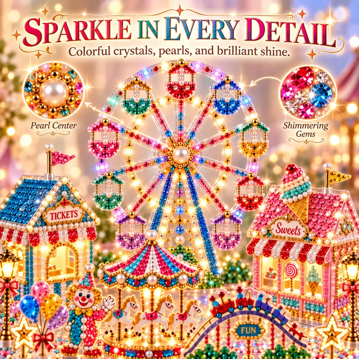 🎡 3D Carnival DIY Crystal Art Kit – Build Your Own Mini Amusement Park