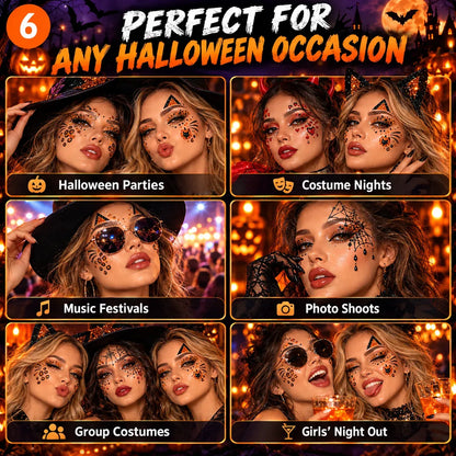 ✨🎃 Halloween Face Gem Stickers – Easy Costume & Party Glam