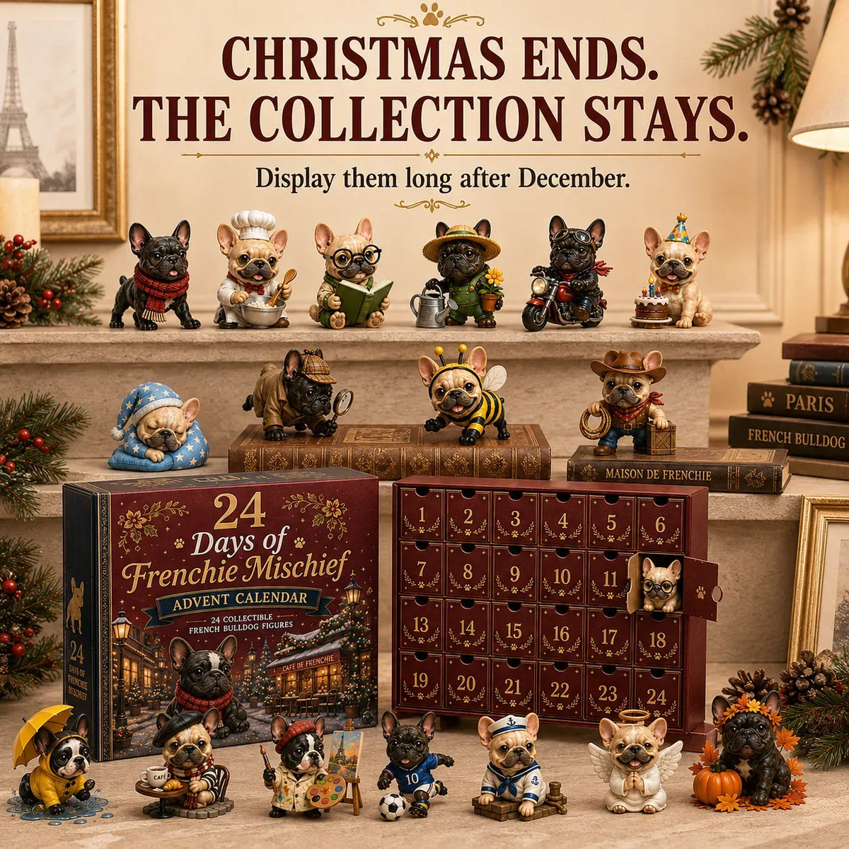 ⏳ Last Day 49% OFF – 🐶 24-Day French Bulldog Christmas Advent Calendar 🎄✨