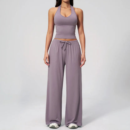 Women's 2-Piece Athleisure Outfits - Polyester-Silk Fitted Summervibe Sweatsuit