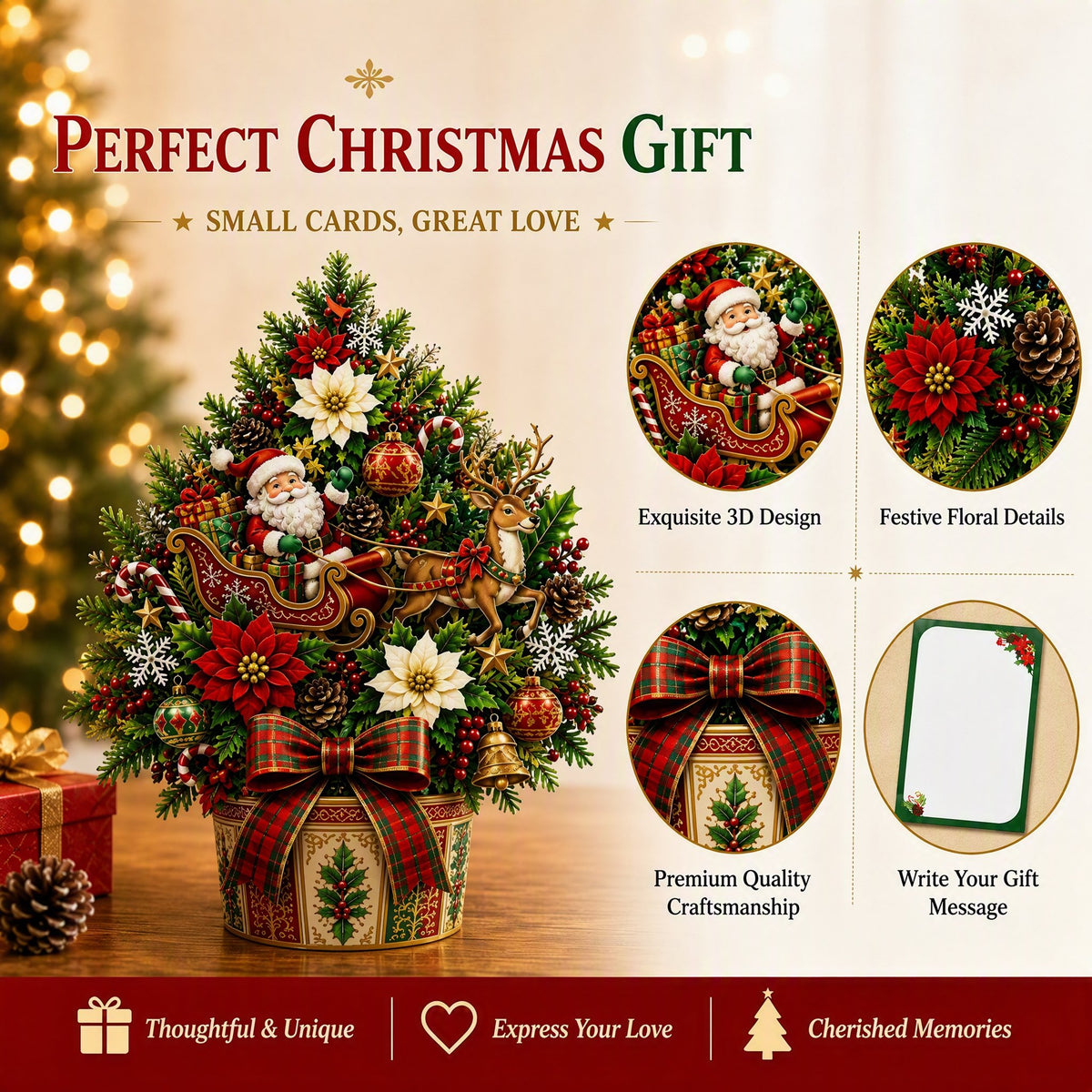🌲 Pop-Up Christmas Tree Card ✨ Turns Into Freestanding Festive Table Decor