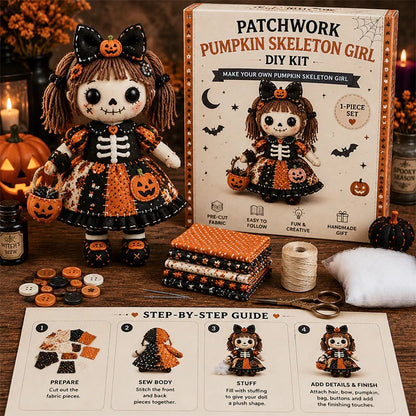 🎃 Patchwork Skeleton Witch Girl DIY Kit