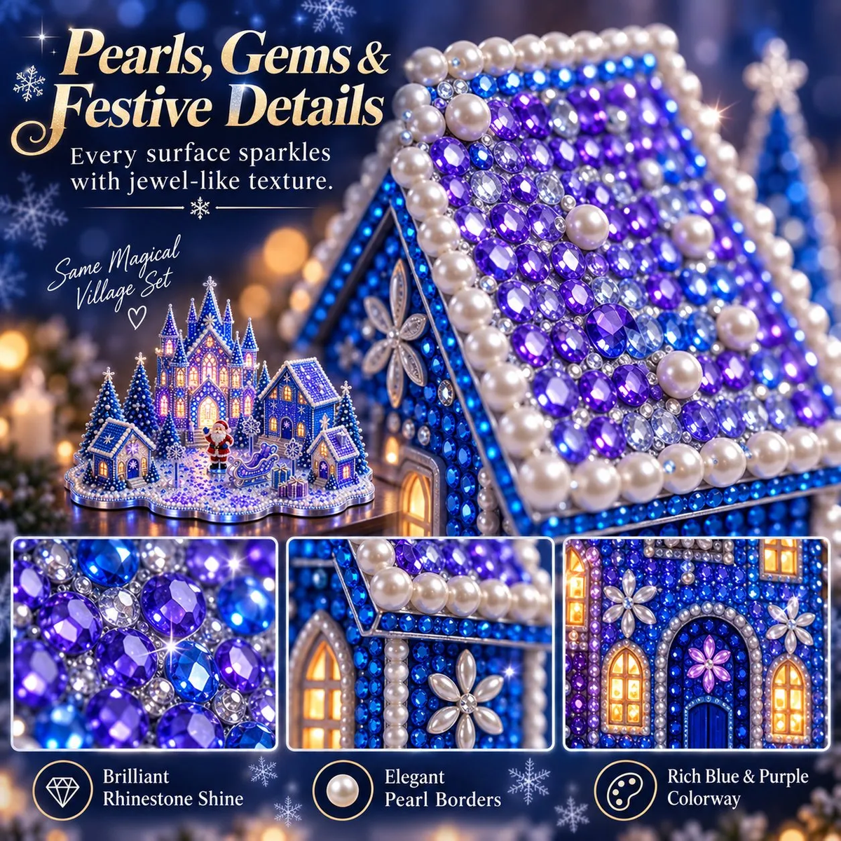 🎄 3D Christmas Village Gem Art DIY Kit – Sparkling Handmade Holiday Display