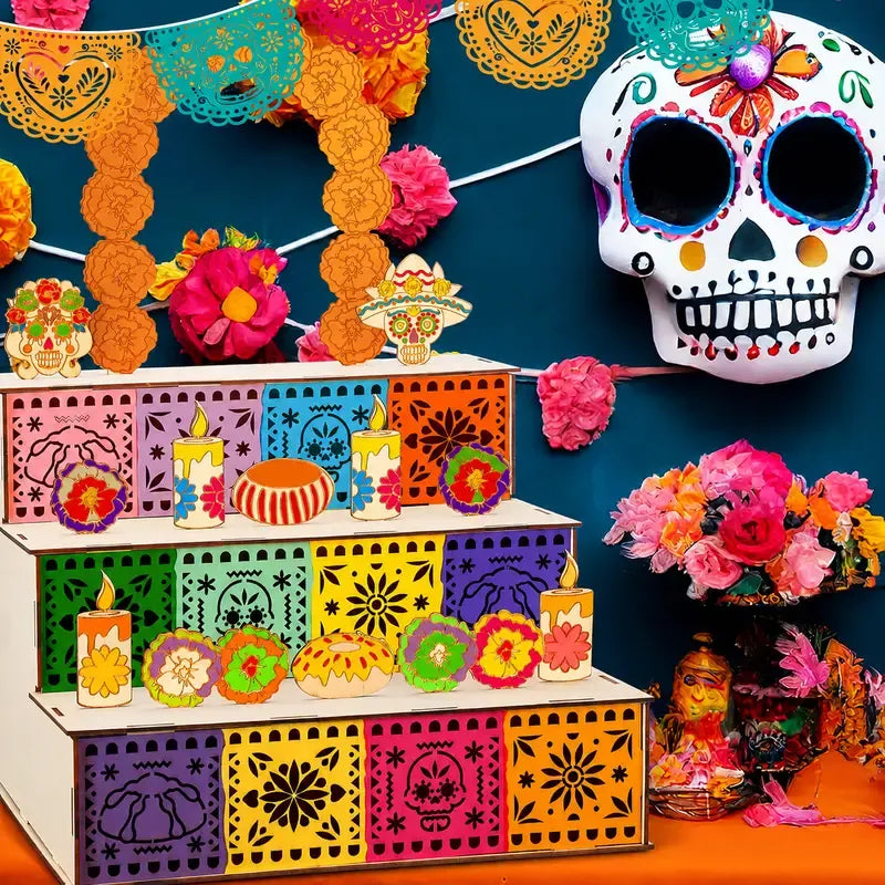 🔥🎃🏵️Day of the Dead Wooden Altar Display Set