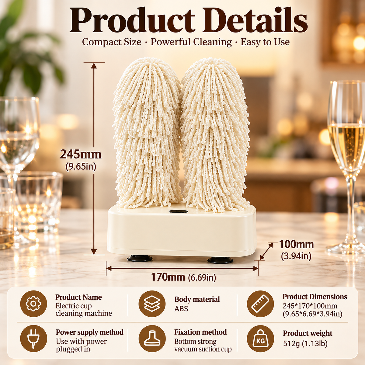🍷 Electric Wine Glass Polisher & Dryer – Dual-Head Automatic Glassware Polishing Machine