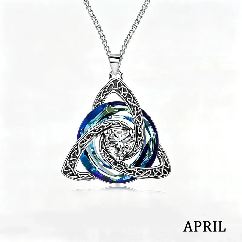 💎 12 Birthstone Celtic Knot Necklace for Women – Personalized Birth Month Jewelry Gift