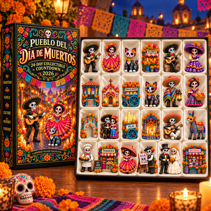 💀🌼24-Day Day of the Dead Collectible Countdown Calendar with 24 Unique Miniatures