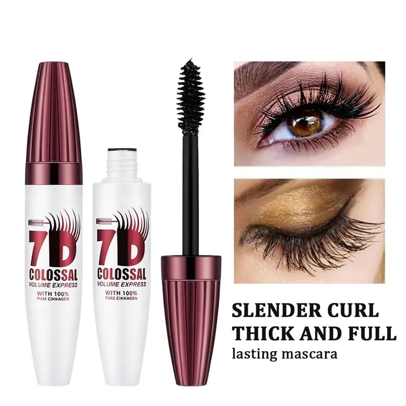 7D Waterproof Mascara - 24H Long Lasting Volume & Curl, Smudge-Proof Lift for Natural False Lash Look