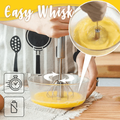 🥣Stainless Steel Hand-Push Rotary Whisk Food-Grade Rust-Resistant Kitchen Utensil